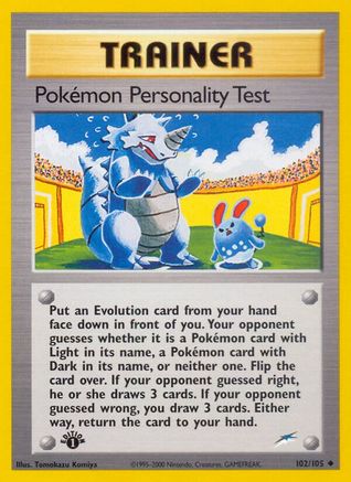 Pokemon Personality Test 102/105 [Neo Destiny]  - 1st Edition