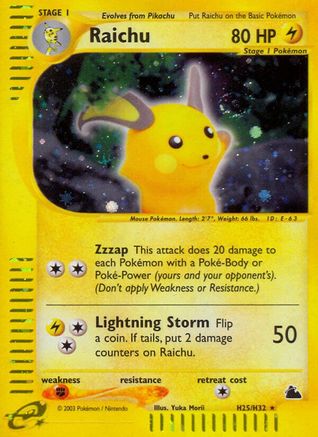 Raichu (H25) H25 [Skyridge]  - Holofoil