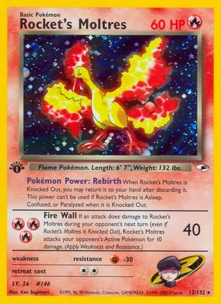 Rocket's Moltres 012/132 [Gym Heroes]  - 1st Edition Holofoil