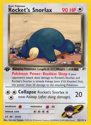 Rocket's Snorlax 033/132 [Gym Heroes]  - 1st Edition