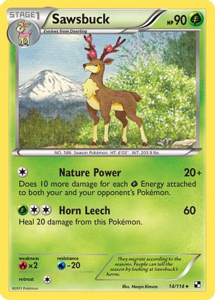Sawsbuck 014/114 [Black and White]  - Reverse Holofoil