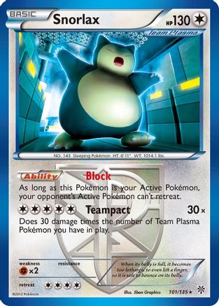 Snorlax (Team Plasma) 101/135 [Plasma Storm]  - Reverse Holofoil