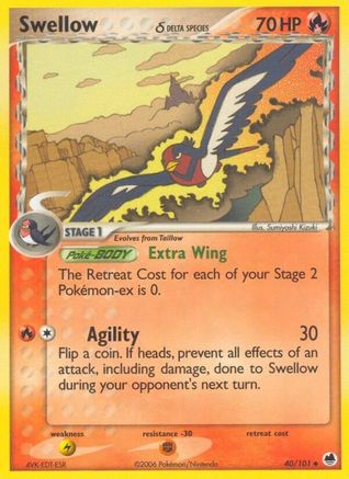 Swellow (Delta Species) 040 [Dragon Frontiers]  - Reverse Holofoil