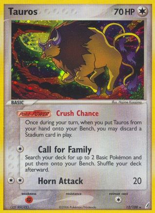 Tauros 012/100 [Crystal Guardians]  - Reverse Holofoil