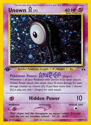 Unown [A] (14) 014/75 [Neo Discovery]  - 1st Edition Holofoil