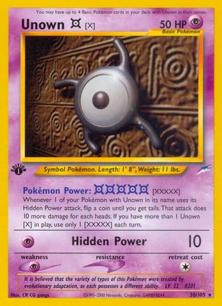 Unown [X] 030 [Neo Destiny]  - 1st Edition