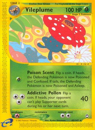 Vileplume 043 [Aquapolis]  - Reverse Holofoil