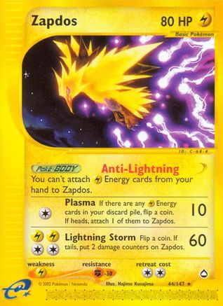 Zapdos 044 [Aquapolis]  - Reverse Holofoil