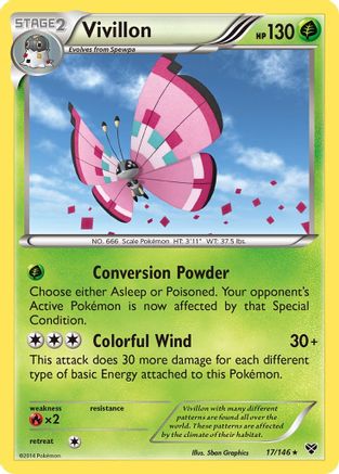 Vivillon (Meadow [Pink]) 017 [XY Base Set]  - Holofoil