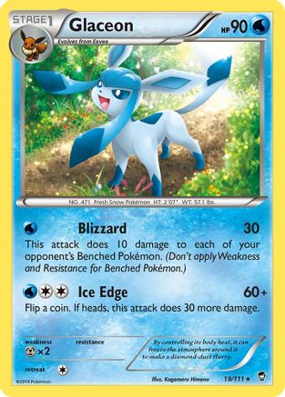 Glaceon 019/111 [XY  Furious Fists]  - Reverse Holofoil