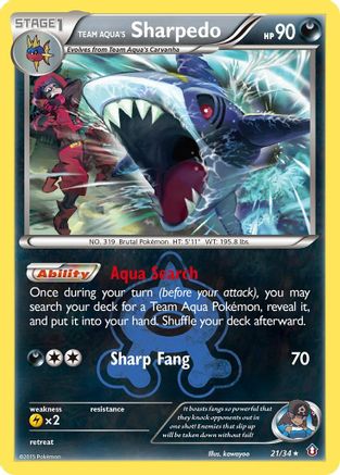 Team Aqua's Sharpedo 021/34 [Double Crisis]  - Reverse Holofoil