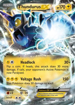 Thundurus EX 026/108 [XY  Roaring Skies]  - Holofoil